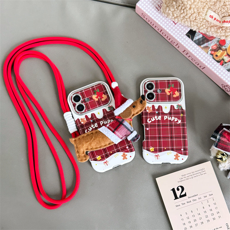 Clip haut de gamme du corps de Noël Plaid Dachshund