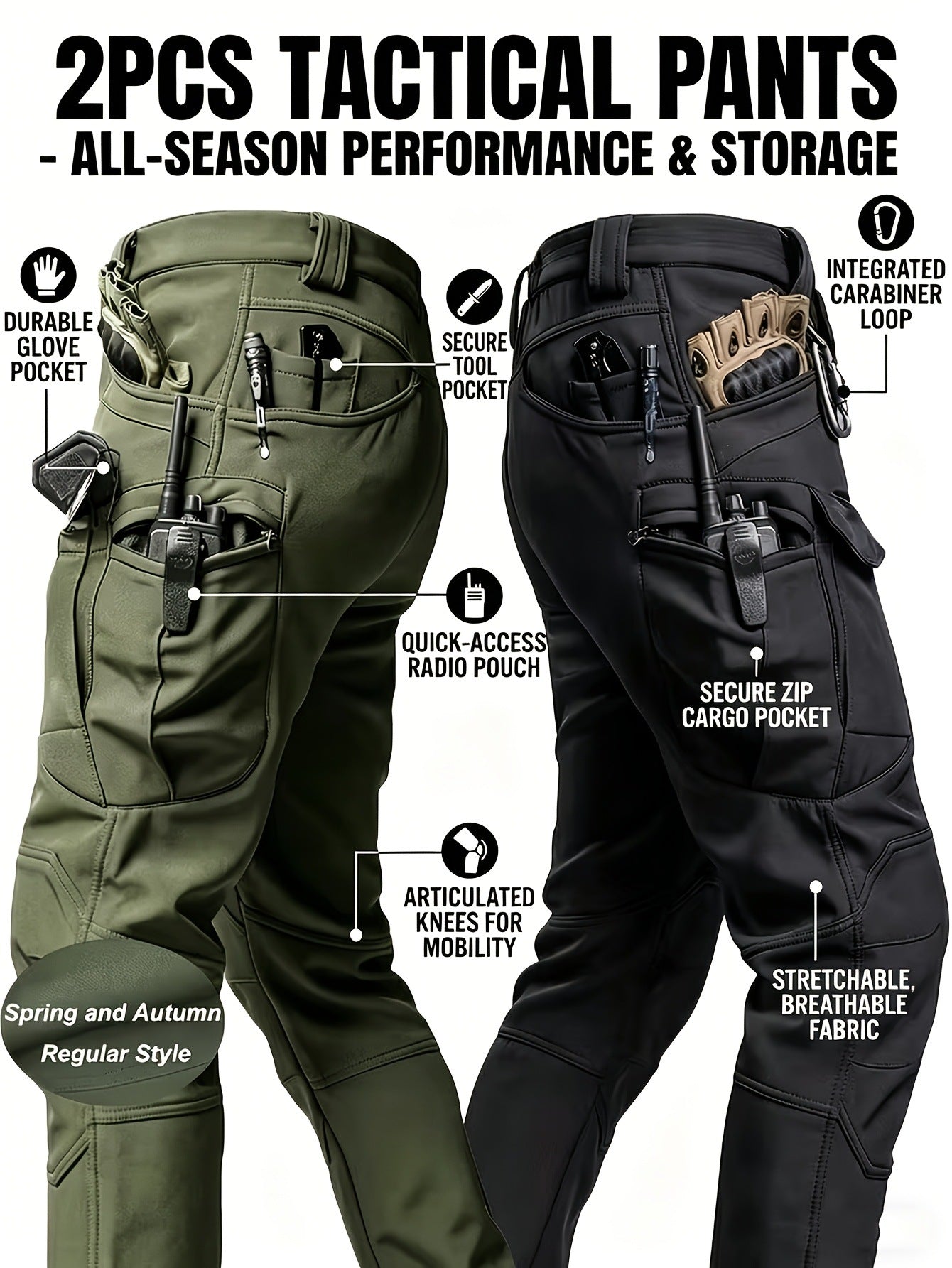 Pantalon de travail tactique résistant à l'usure extérieure pour hommes