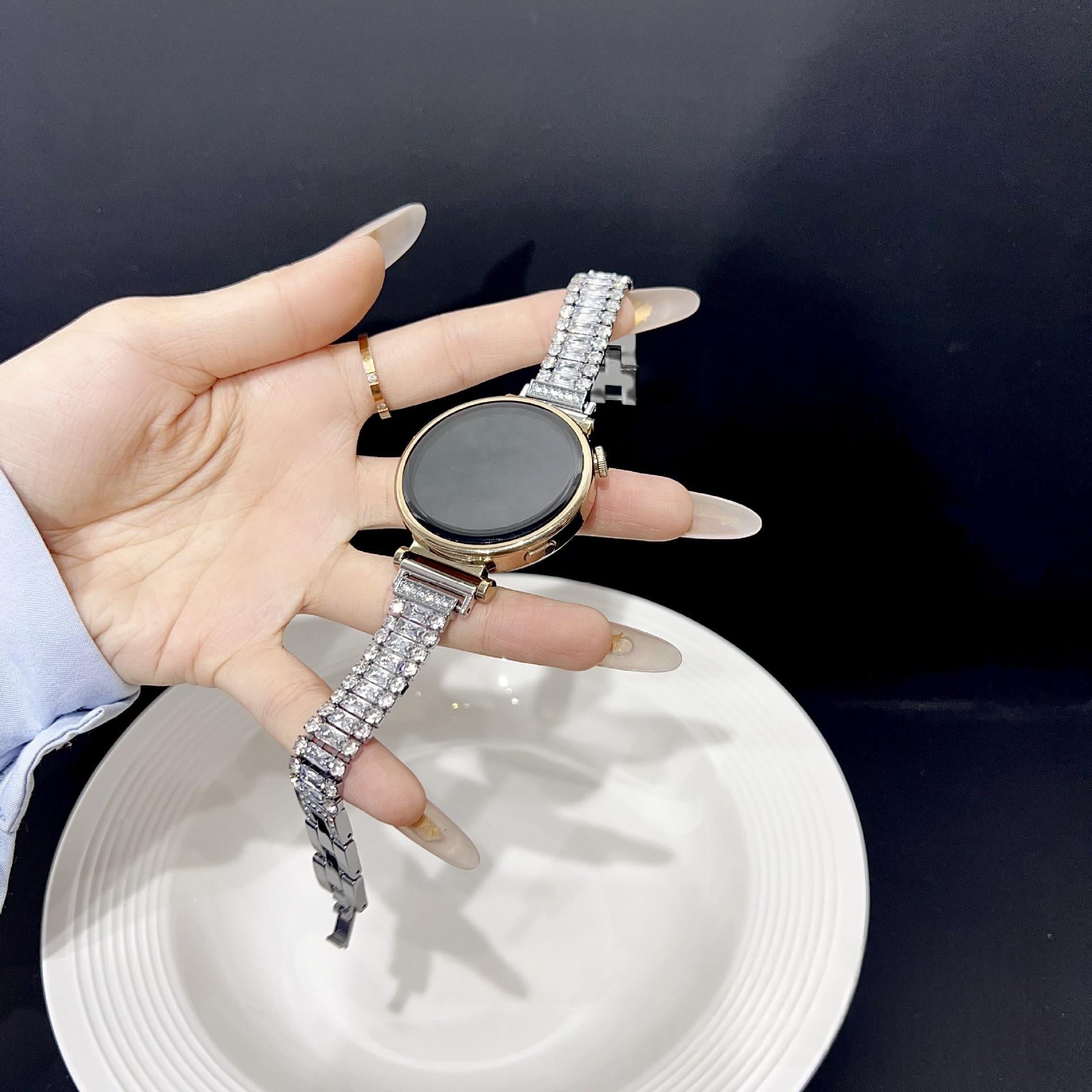 Shiny Zircon bracelet de montre en métal pour Apple Watch Series 10 11 Ultra - Fashionable Str pour femme