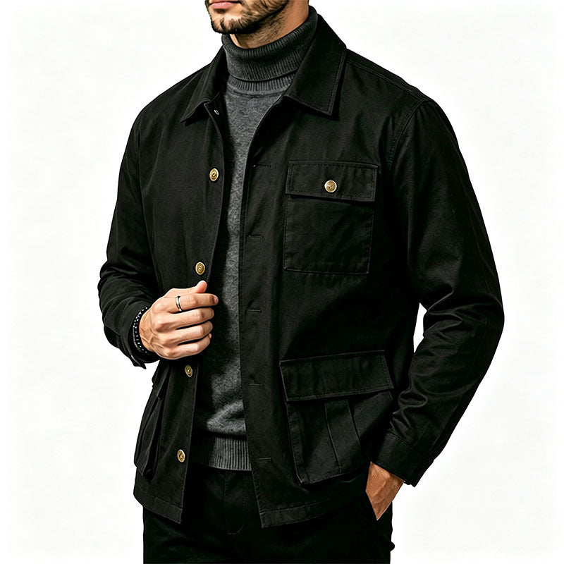 Commerce extérieur Automne Veste Homme Grande Taille Lapel Multi-pocket Tendance All-atch Work Coat