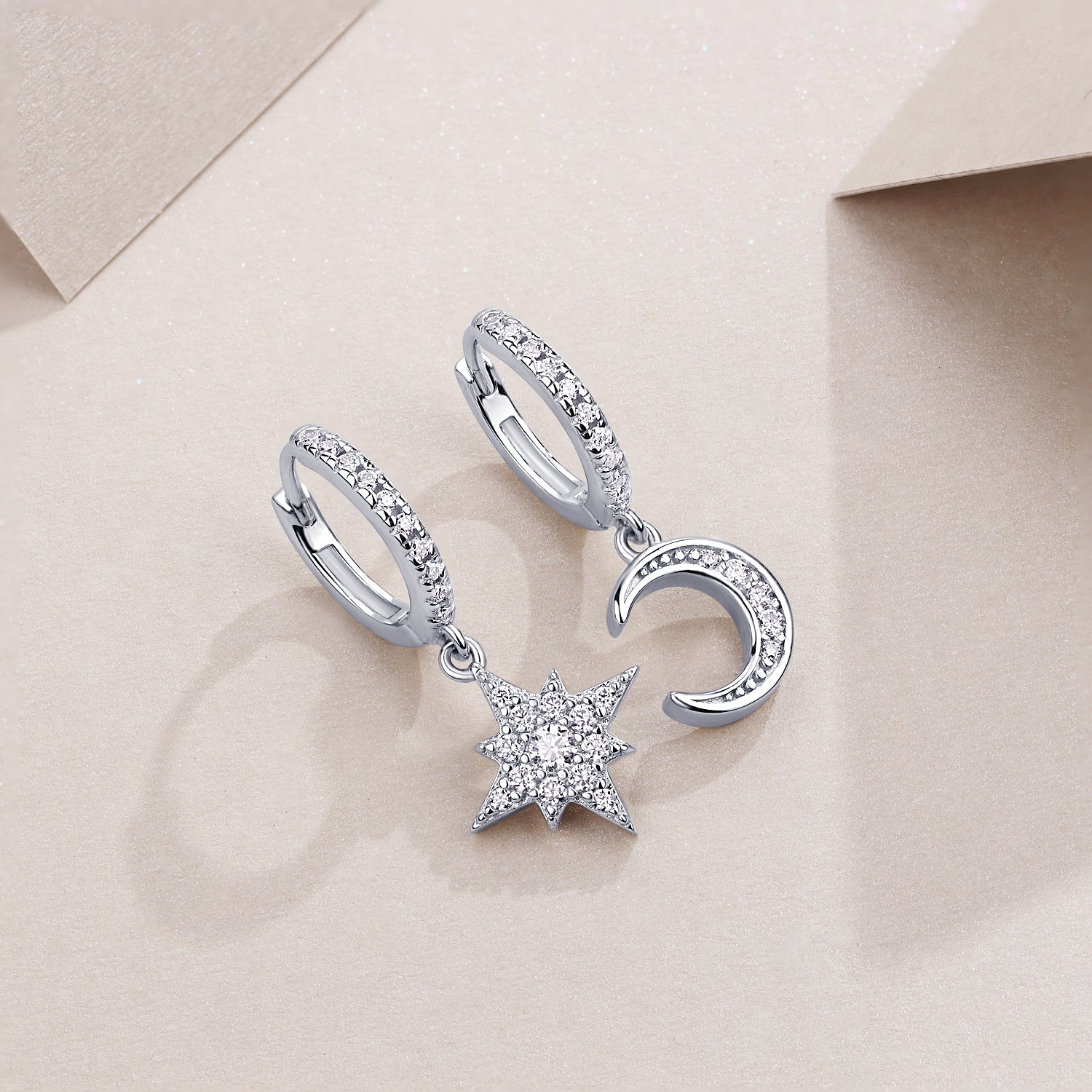 S925 Boucles d'oreilles en argent sterling et en huggie lune