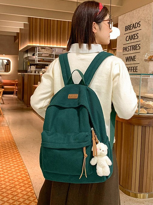 Sac à dos Corduroy de style Harajuku pour les cours de collège