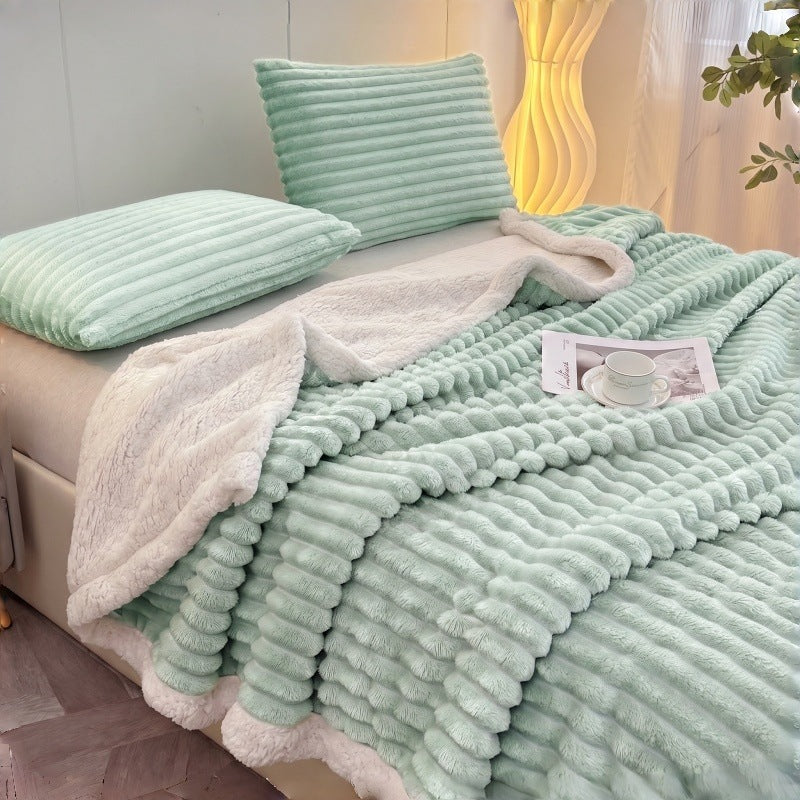 Couverture à double couche en lambswool rayé