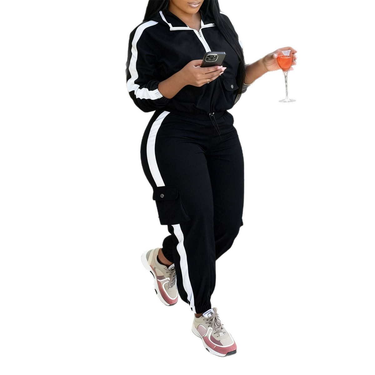 Women's Long Sleeve Hooded Zip Set