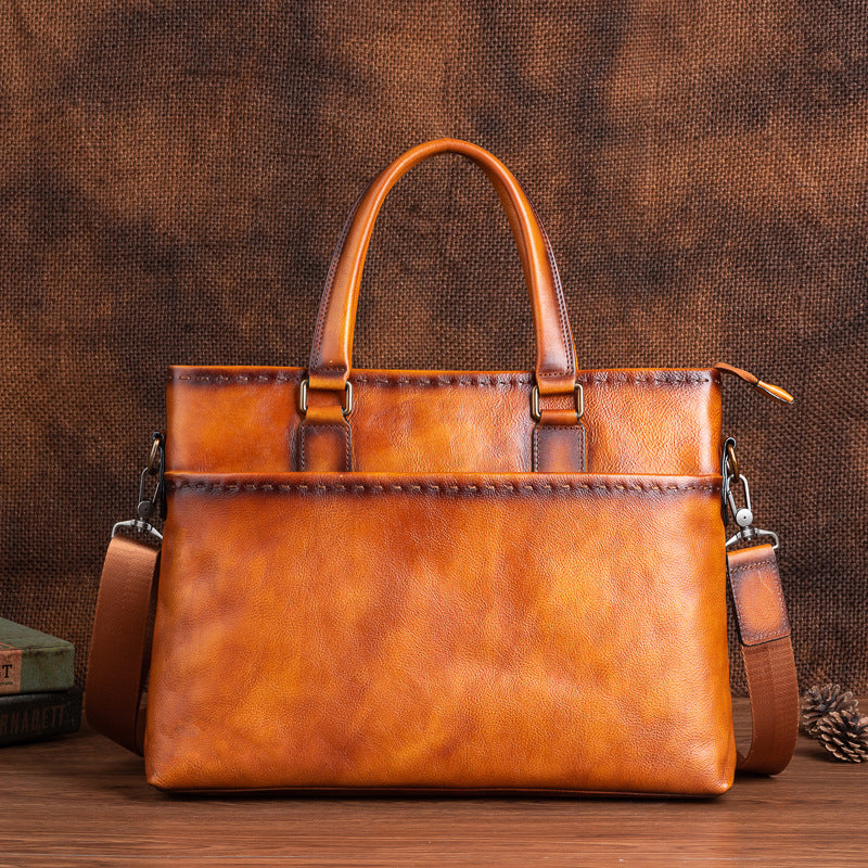 Sac à main homme en cuir à grain plein