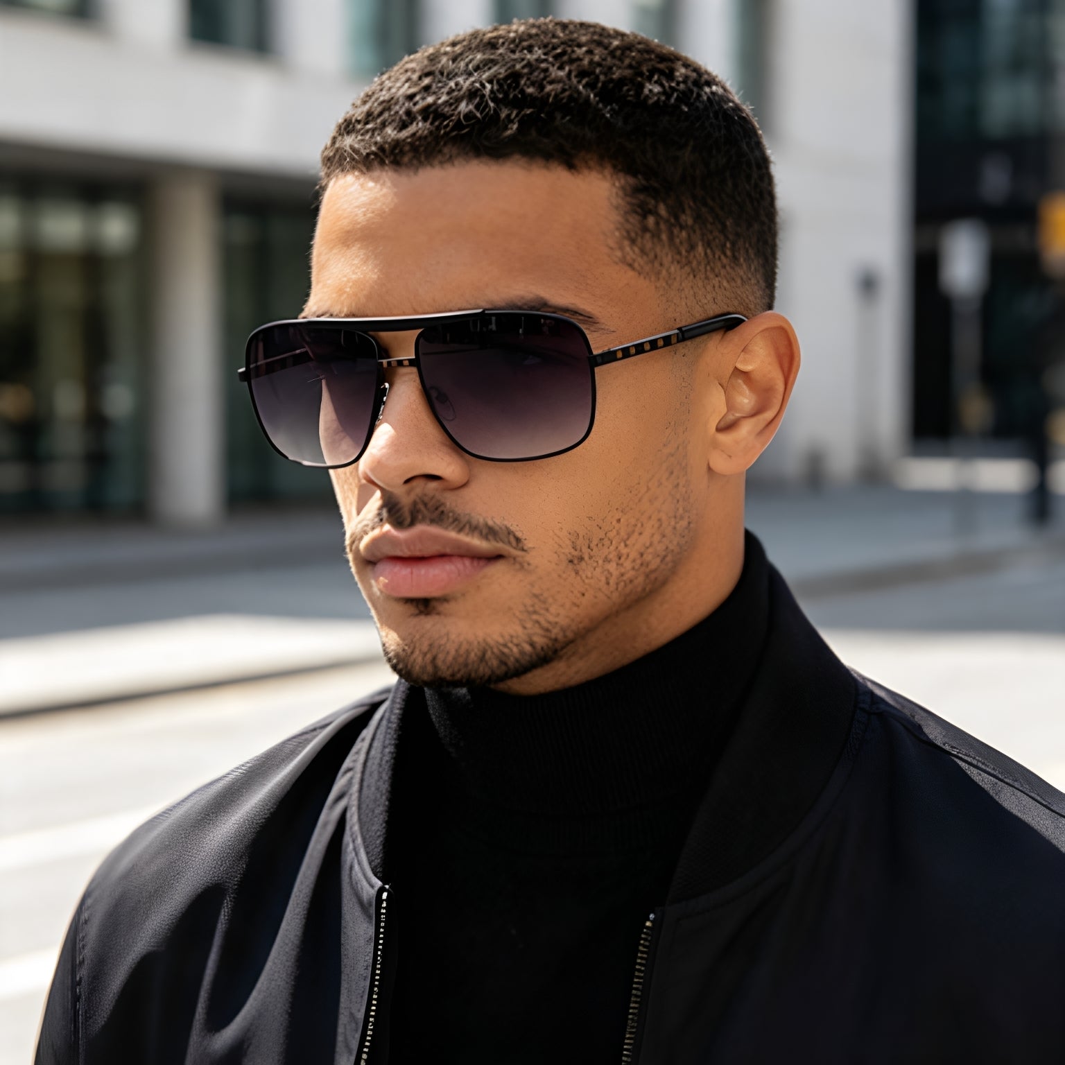 Lunettes de soleil ATTITUDE Homme Artistic Retro Box Slings Lunettes de soleil Trendy Homme Street Shades
