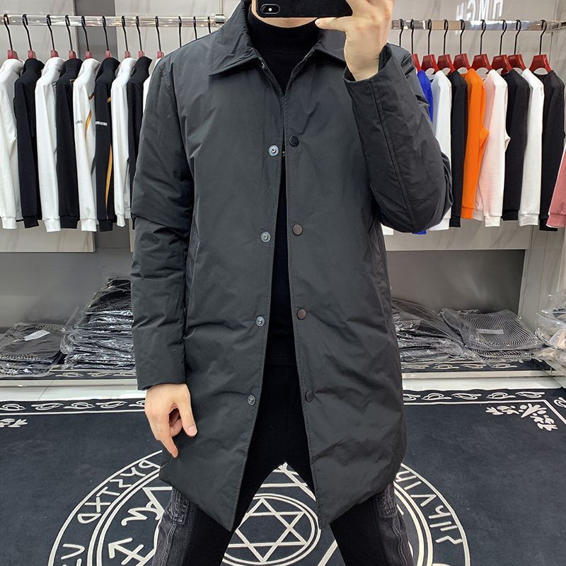 Mens Slim-fit Mi-long Lapel Coat