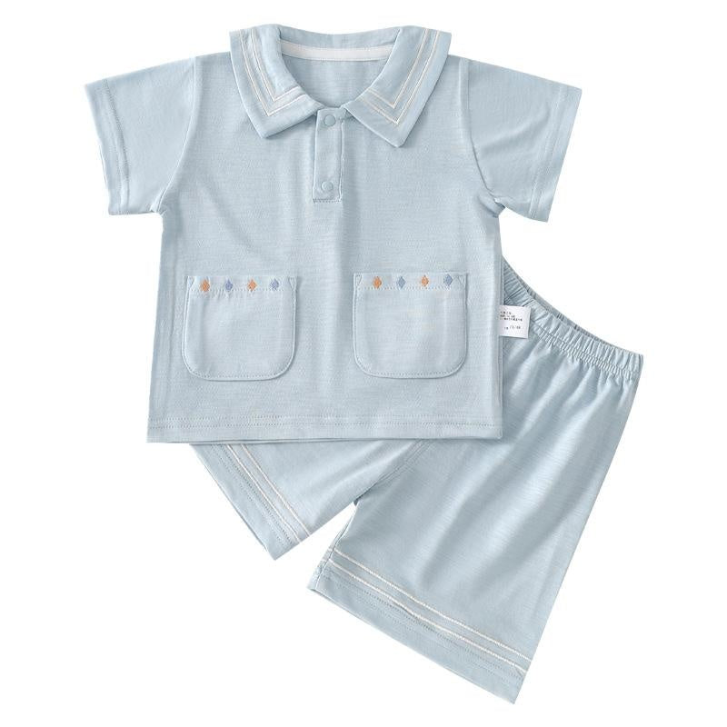 Ensemble de shorts à manches courtes pour bébé tout-petit - Deux pièces respirantes légères pour la somme