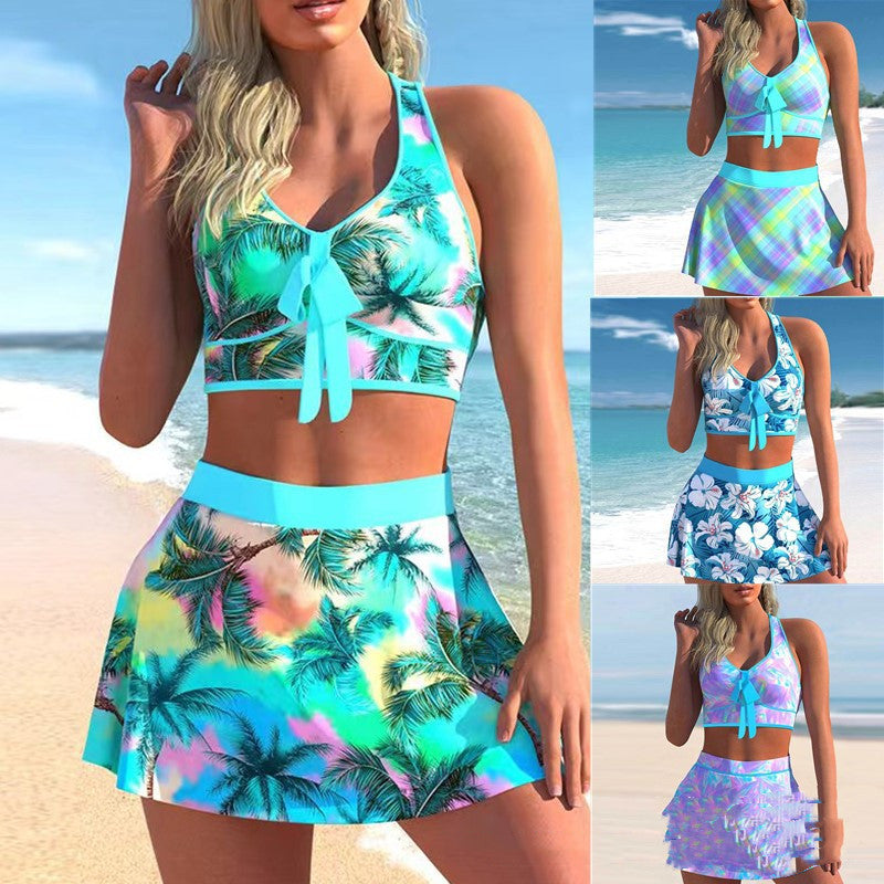 Swimwear Split Jupe Conservatrice Grande Imprimée