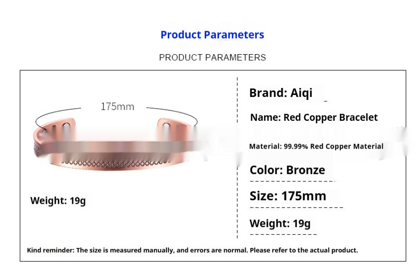 Bracelet en cuivre pourpre simple et élégant pour femmes