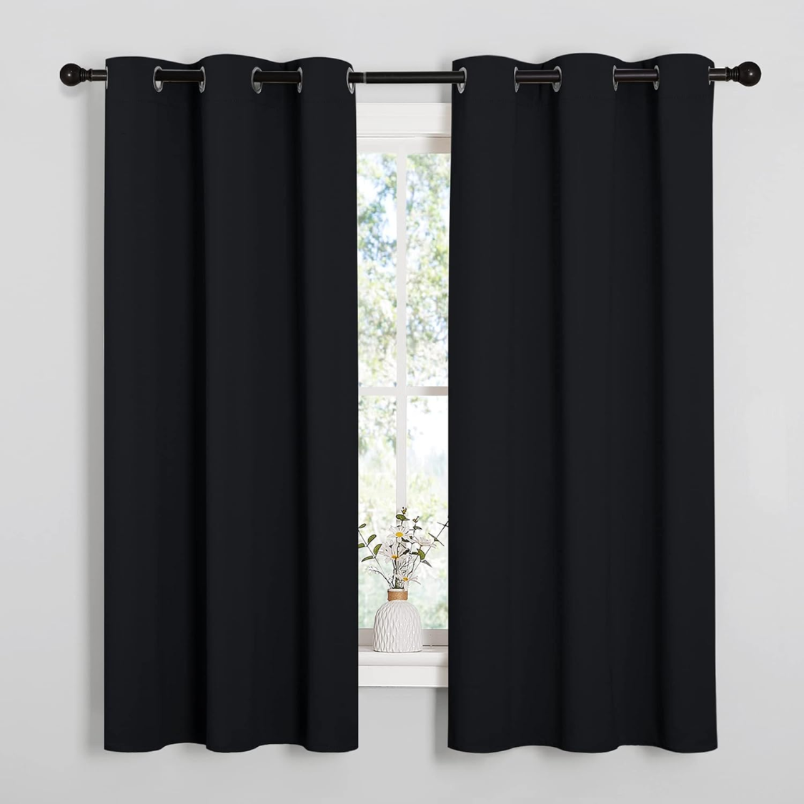 Halloween Emplacement noir solide thermique isolé Grommet Rideaux noir rideaux rideaux pour chambre
