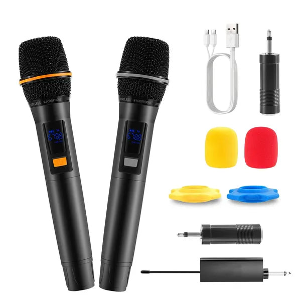 Microphones sans fil UHF Microphones sans fil rechargeables Mics à main métallique Wit