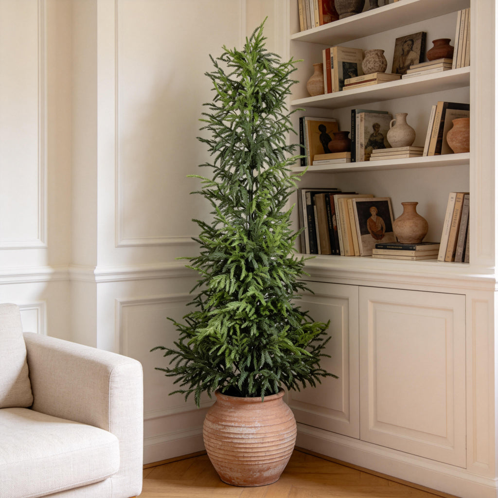 5' Arbre artificiel de pin véritable tactile avec pot en plastique noir
