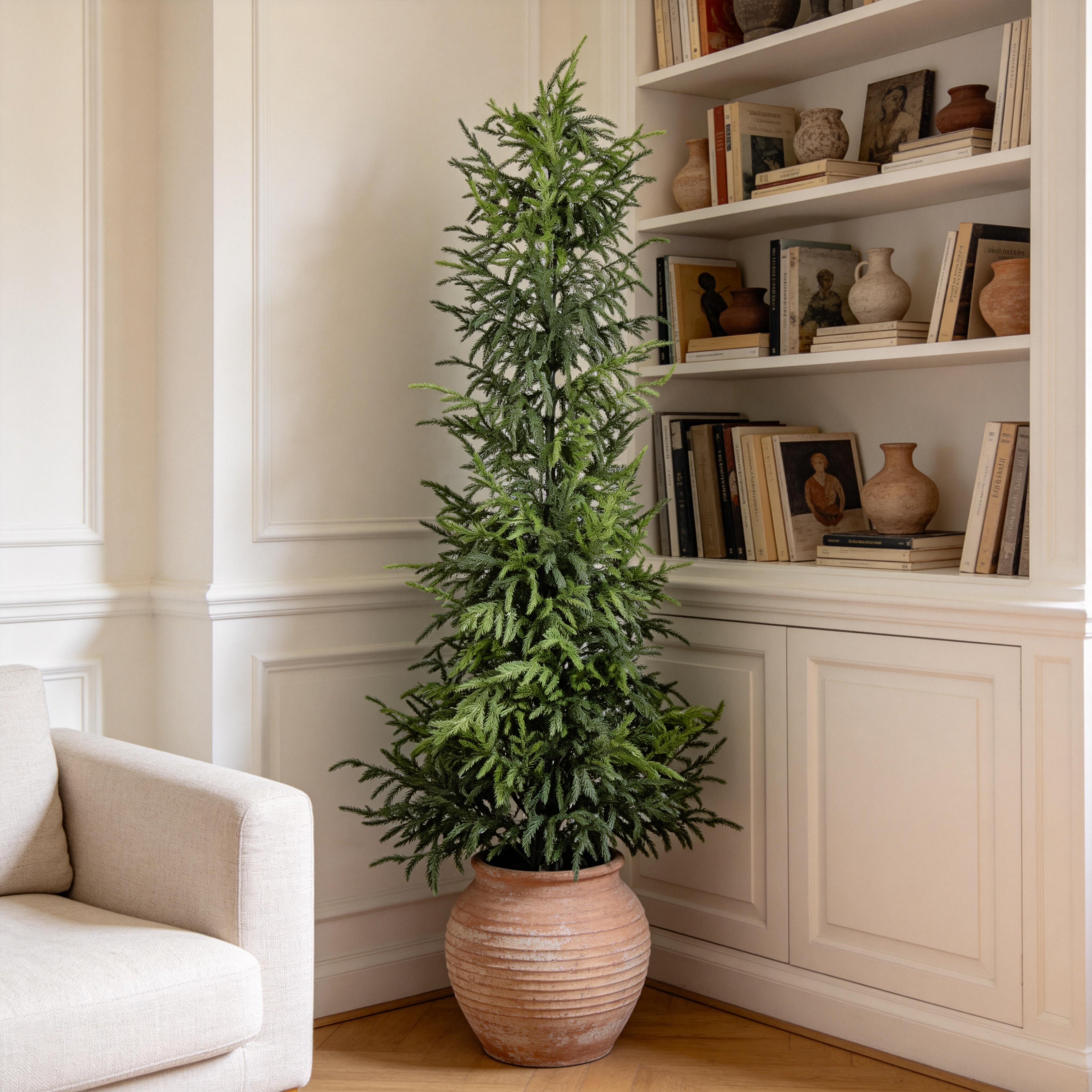 5' Arbre artificiel de pin véritable tactile avec pot en plastique noir