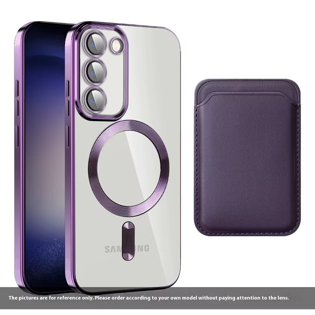 Porte-carte magnétique à électroplacage résistant à la chute Boîtier de protection pour téléphone portable