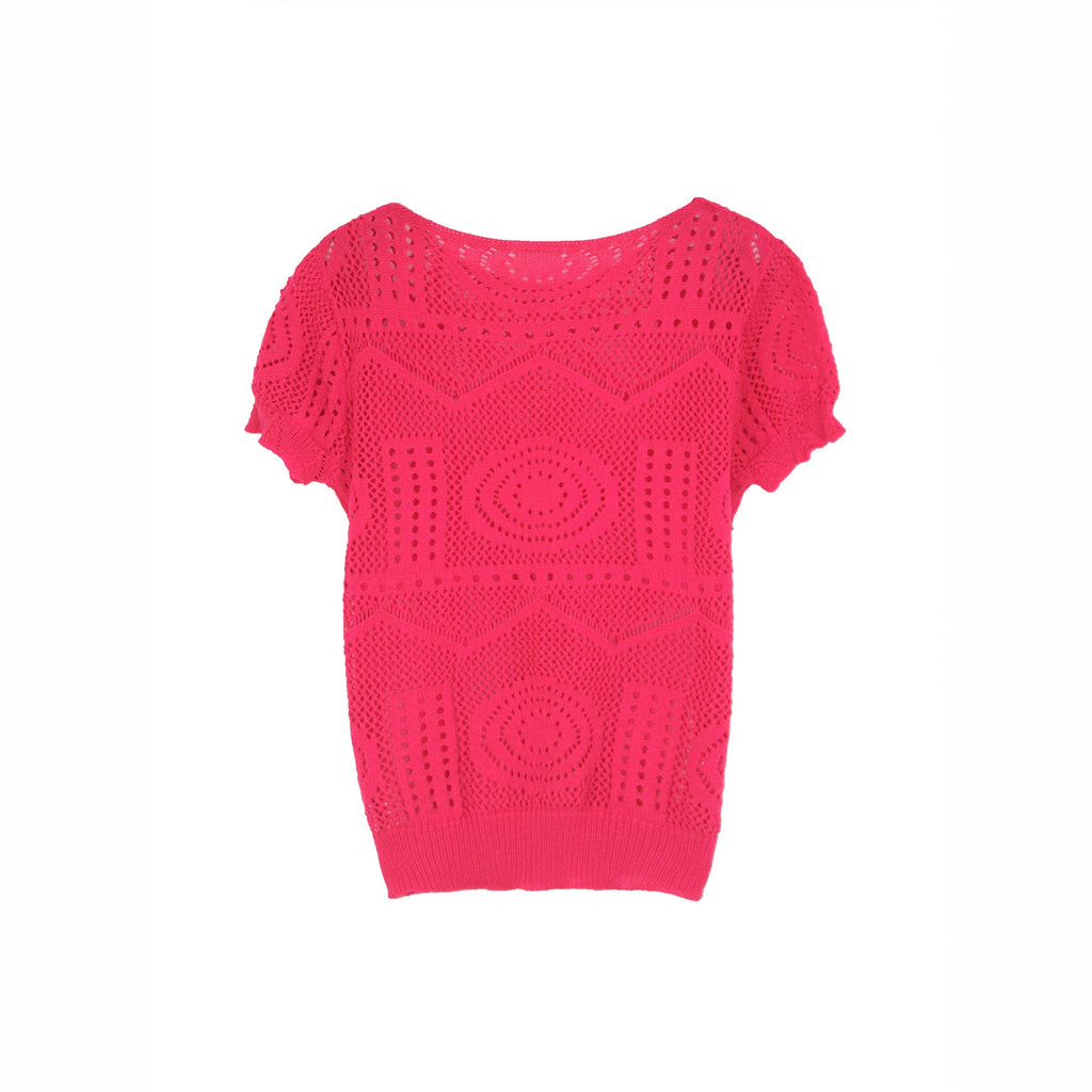 Poulet rond à manches courtes tricoté pour femmes