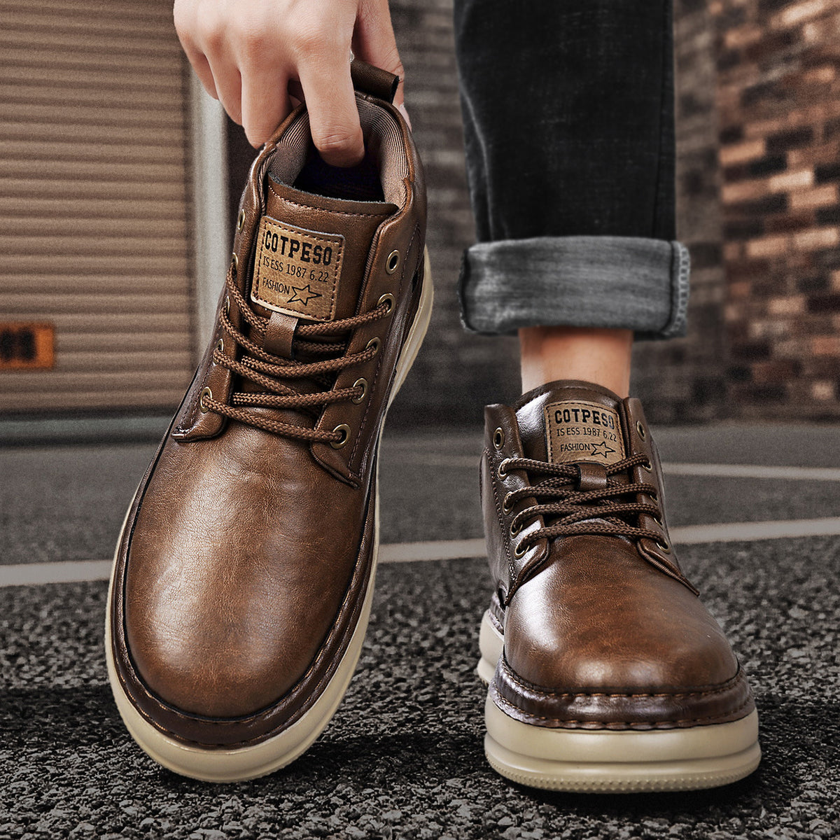 Bottes mi-haut rétro Hommes Casual