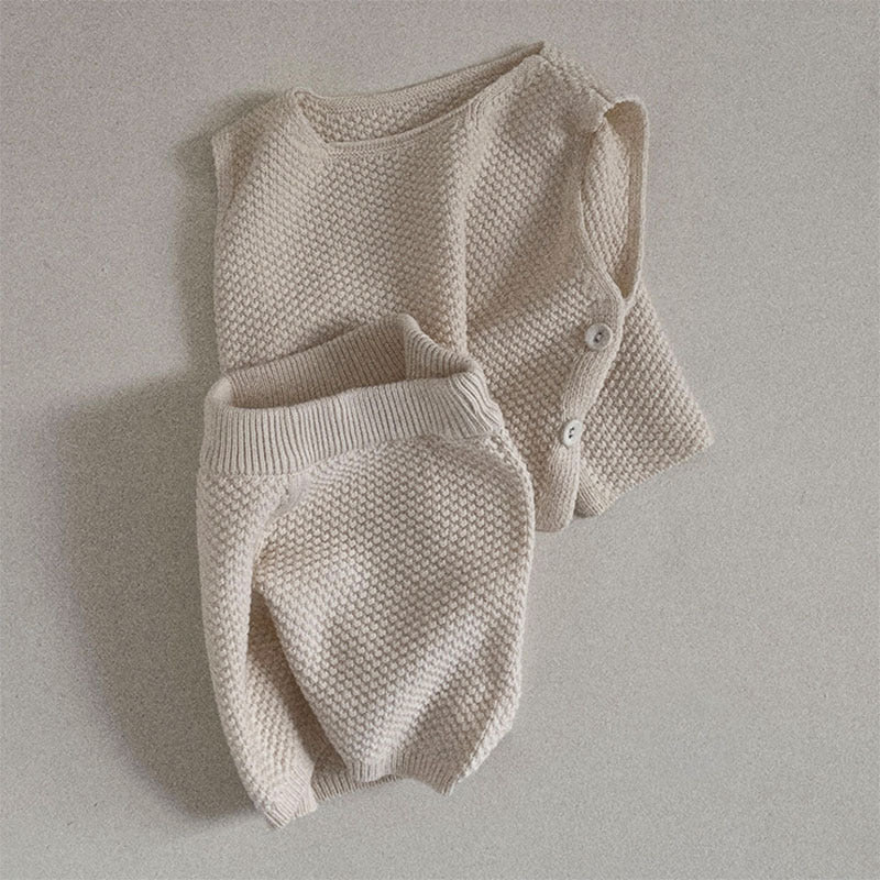 Veste tricotée décontractée et shorts set Trendy Two-Piece Outfit pour bébés