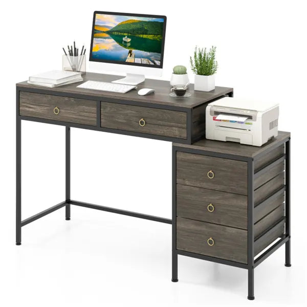 Accueil Bureau Bureau double bureau avec 5 tiroirs de rangement