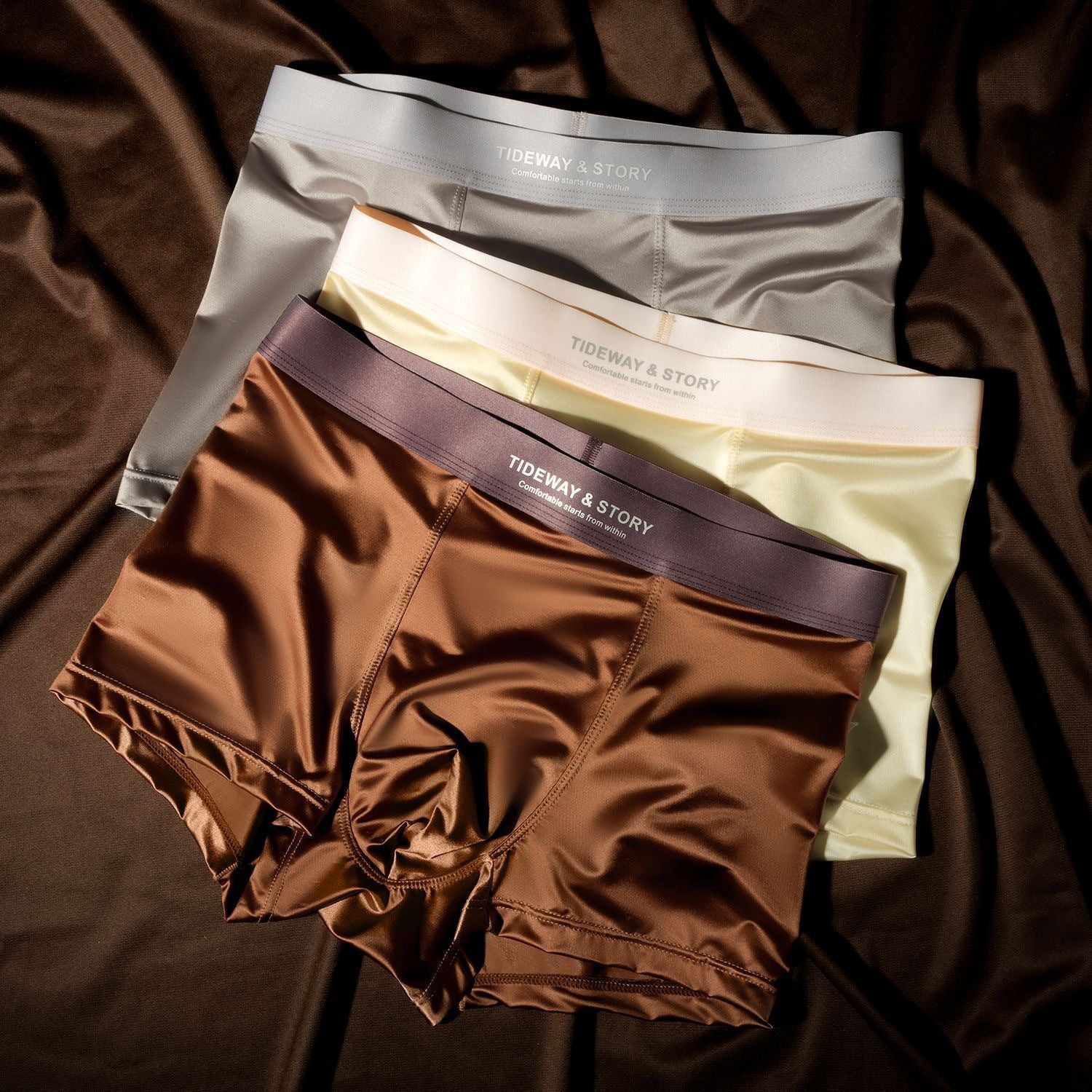Ice Silk Hommes Sous-vêtements Light Luxury Satin Boxers