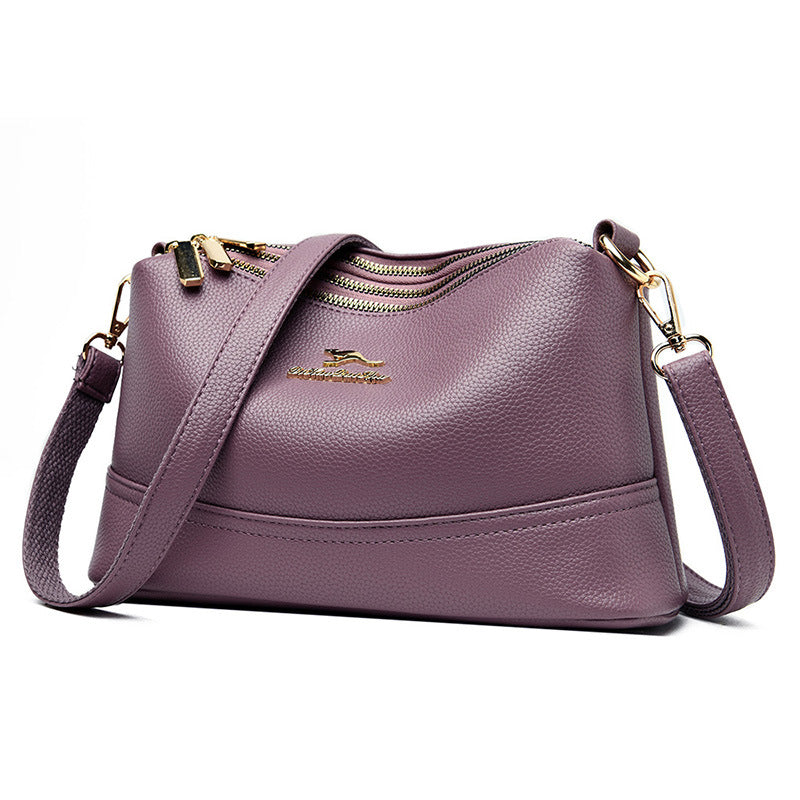Trendy Trois poches Mini carré épaule croix corps Soft-cuir