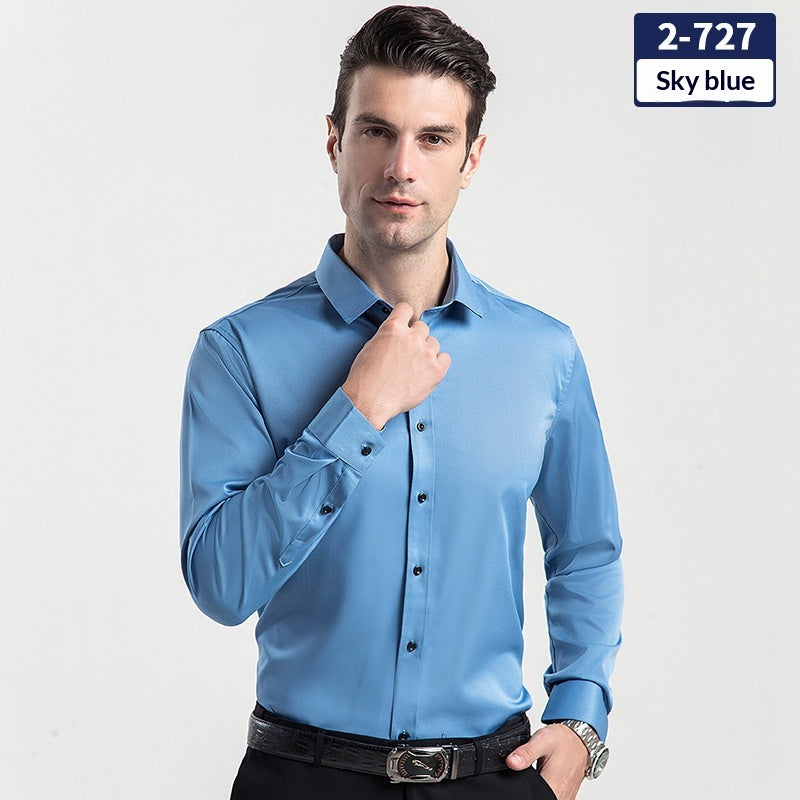 Elégant Business Formel Solide-couleur manches longues Hommes chemise