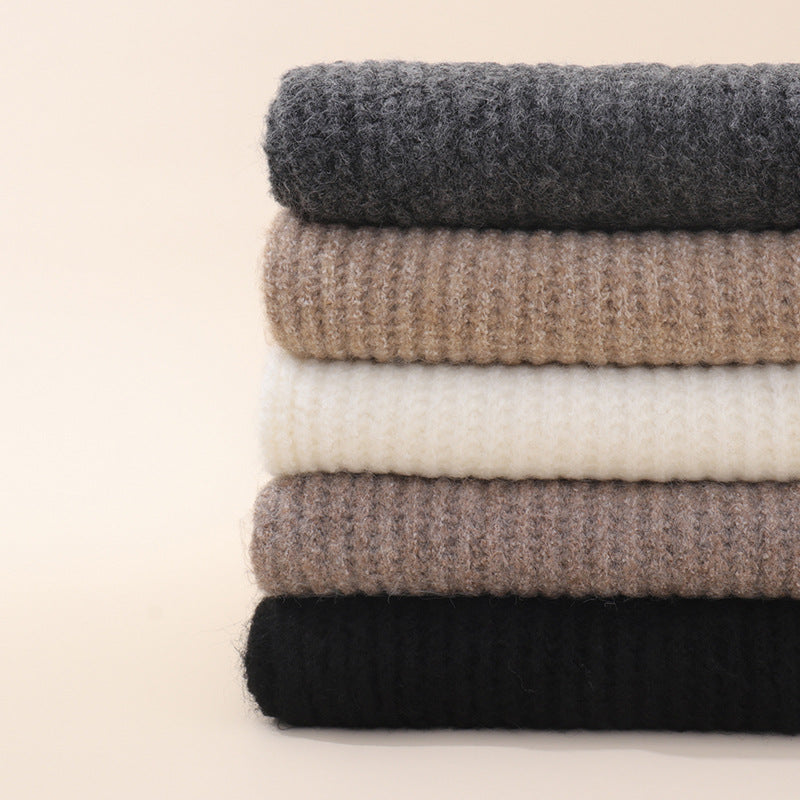 Soft and Warm Cashmere Knit Scarf Unisex Solid Color Neck Warmer