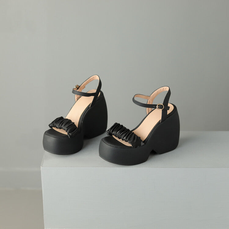 Sandales à talons ronds pour femmes, à bande unique