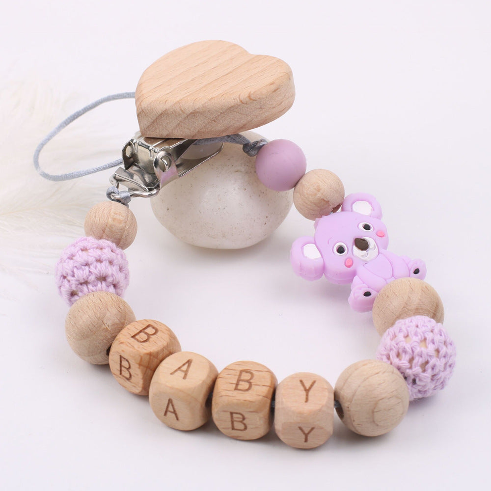 Baby Products Clip à chaîne en bois de hêtre apaisant