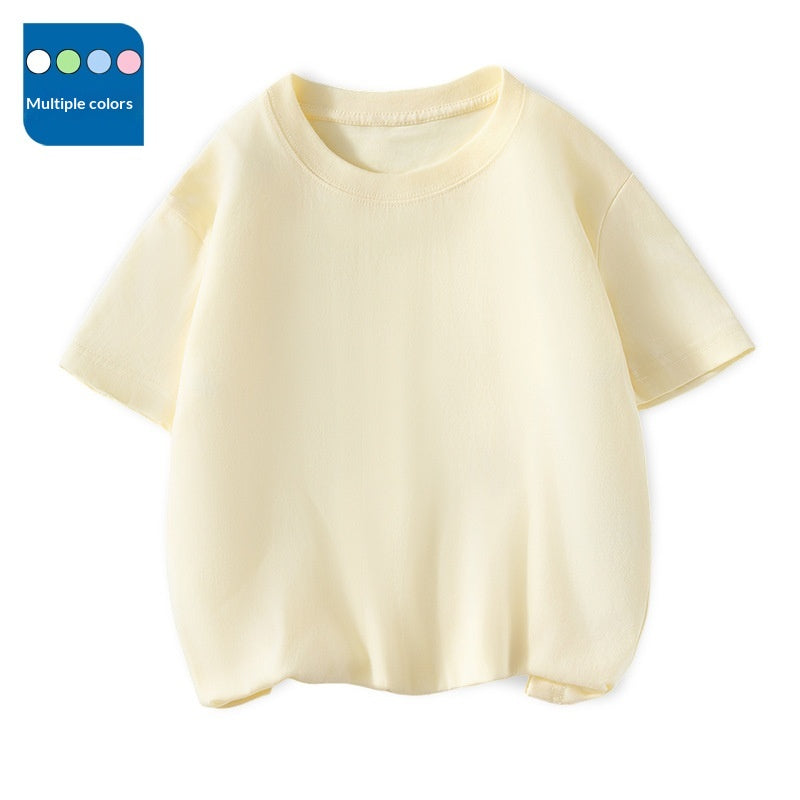 T-Shirt à manches courtes pour enfants Col d'équipage Top polyvalent