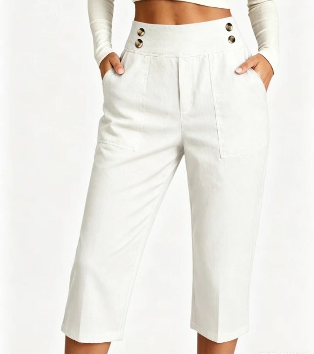 Femmes S Fashionable haute taille pantalons de trois quarts de longueur dans le style européen occasionnel pour Dai