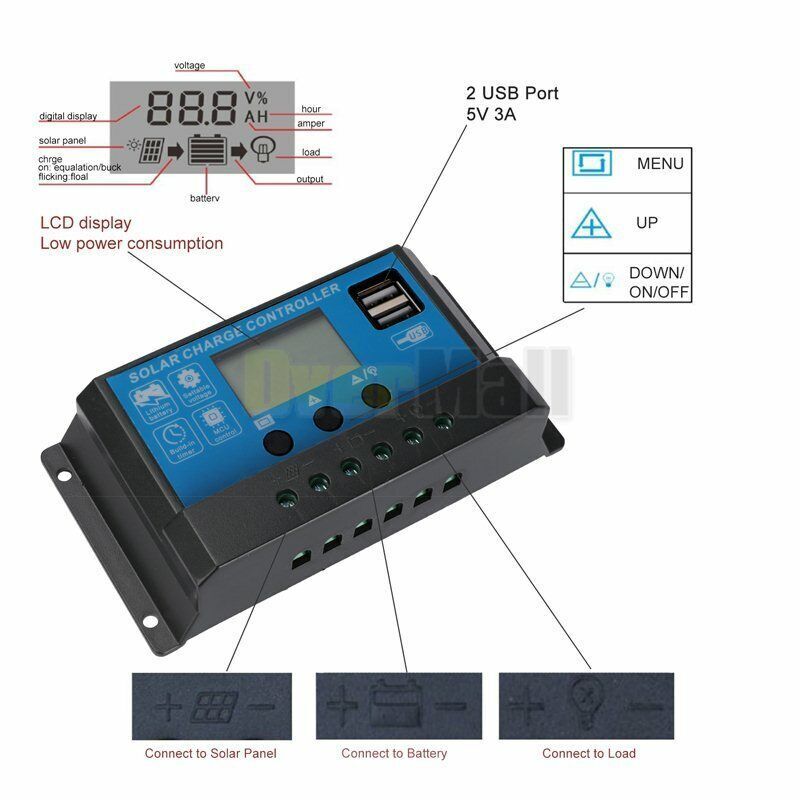 20-80A MPPT Solar Panel Regulator Charge Controller Auto Focus Tracking 12