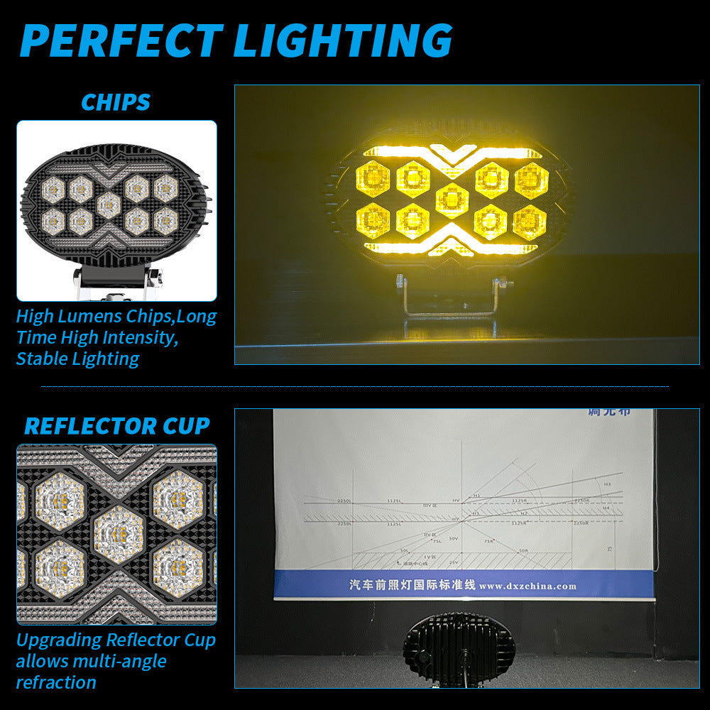 Black Warrior 55-inch Ovale 9led Lumière de travail Deux couleurs modifié voiture LED Projectlight Paving Be