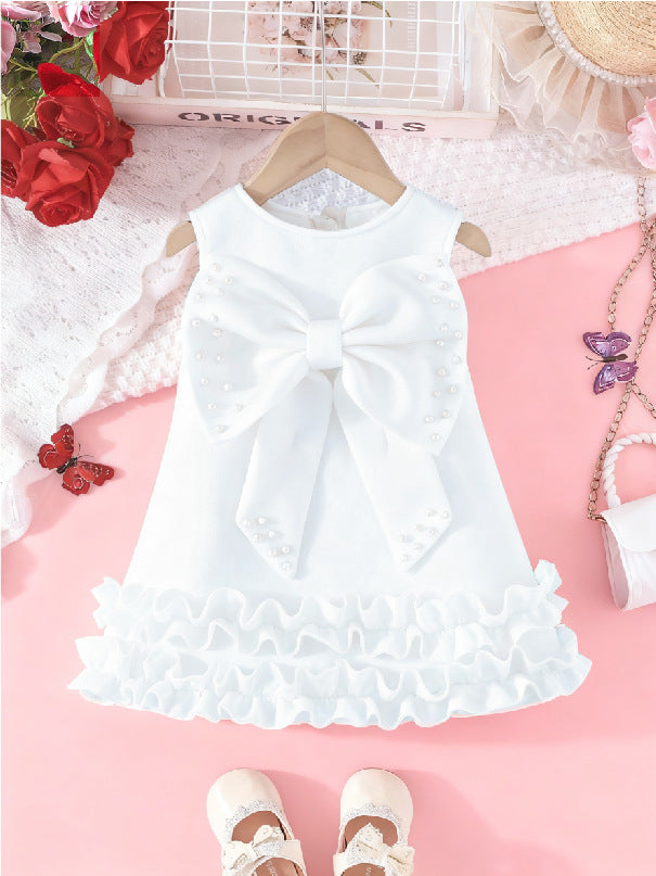 Robe de Veste de Cake-Style Perlé Grande Bow-Knot pour filles