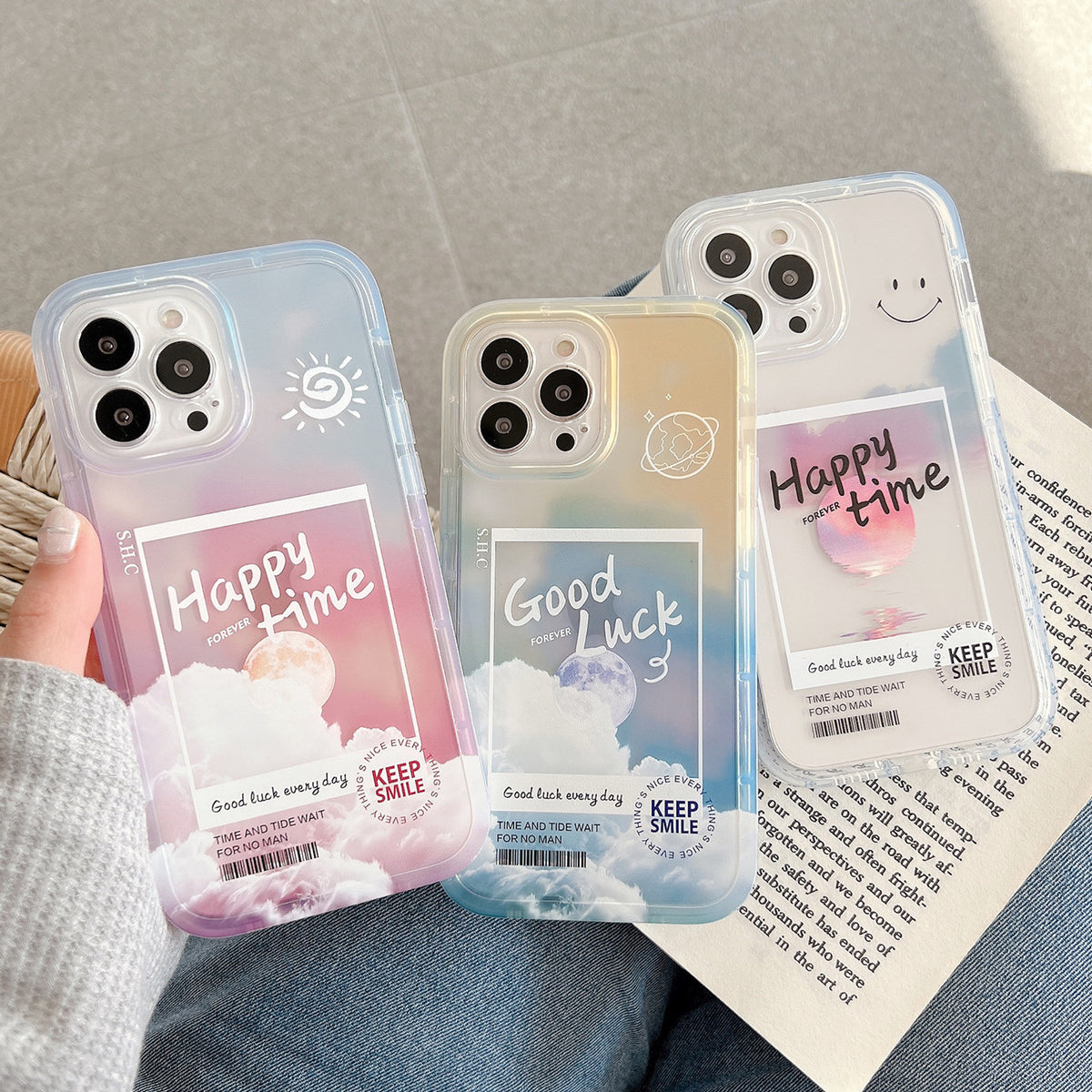 Gradient Transparent Couleur Cloud Lettre 13 12 11 Pro Pro Max Mobile Phone Case