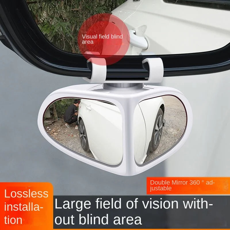 Voiture Renverser petit miroir rond avant et arrière roue grand-angle miroir à double bord Auxile