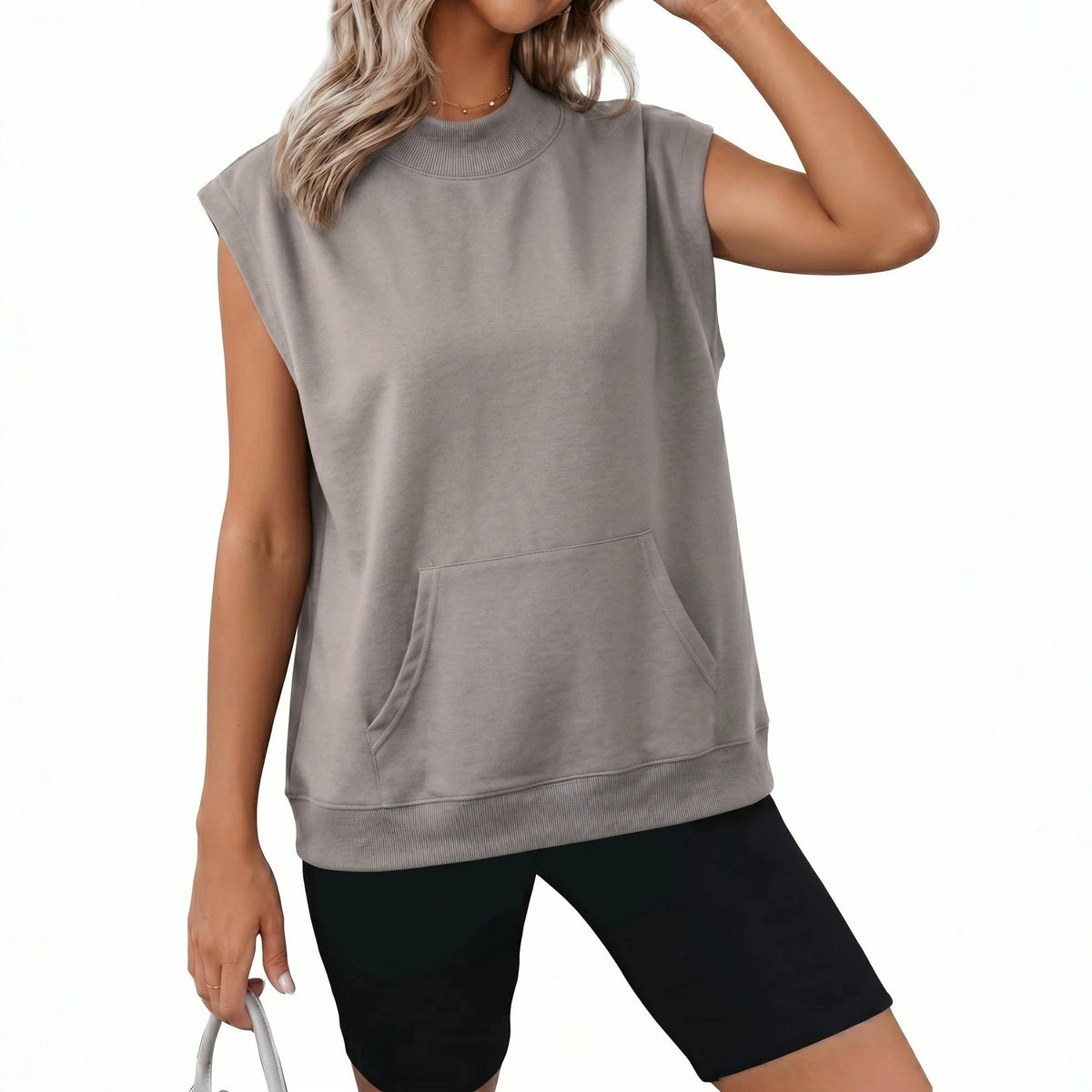 Sweatshirt à manches courtes Casual avec poches