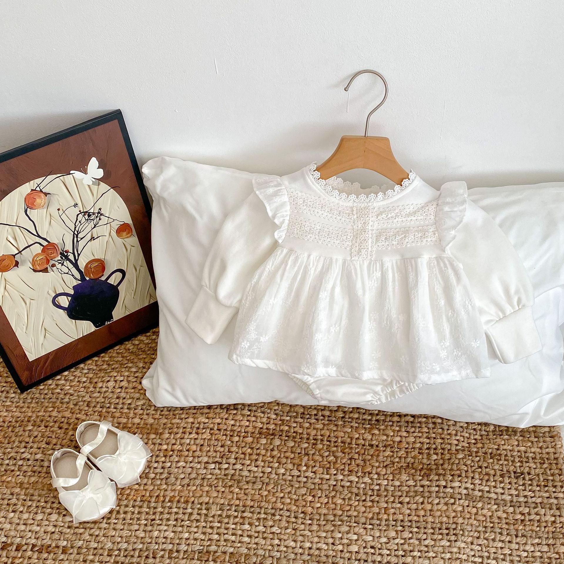 Bébé fille brodée fausse robe de princesse deux-pièces
