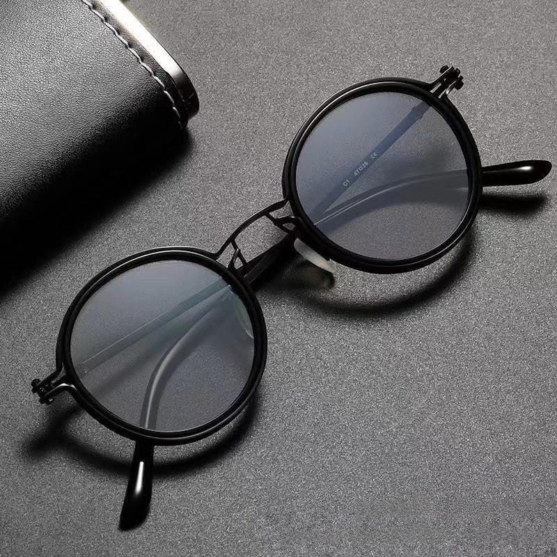 Lunettes de soleil rétro Lunettes de soleil en métal rond pour hommes