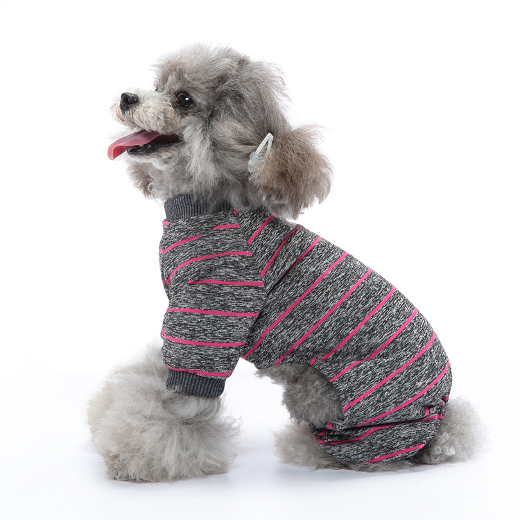 Vêtements de chien d'été rayés maison Pajamas Mince