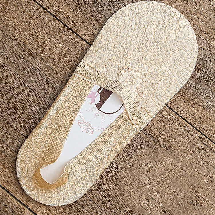 Femmes Été Chaussettes antidérapantes en silicone absorbant la sueur invisible
