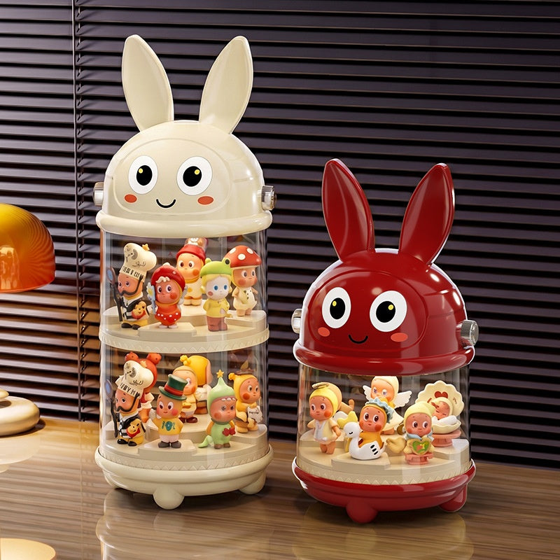 Dustproof Transparent Display Rack with Double-Layer Lid Storage Box