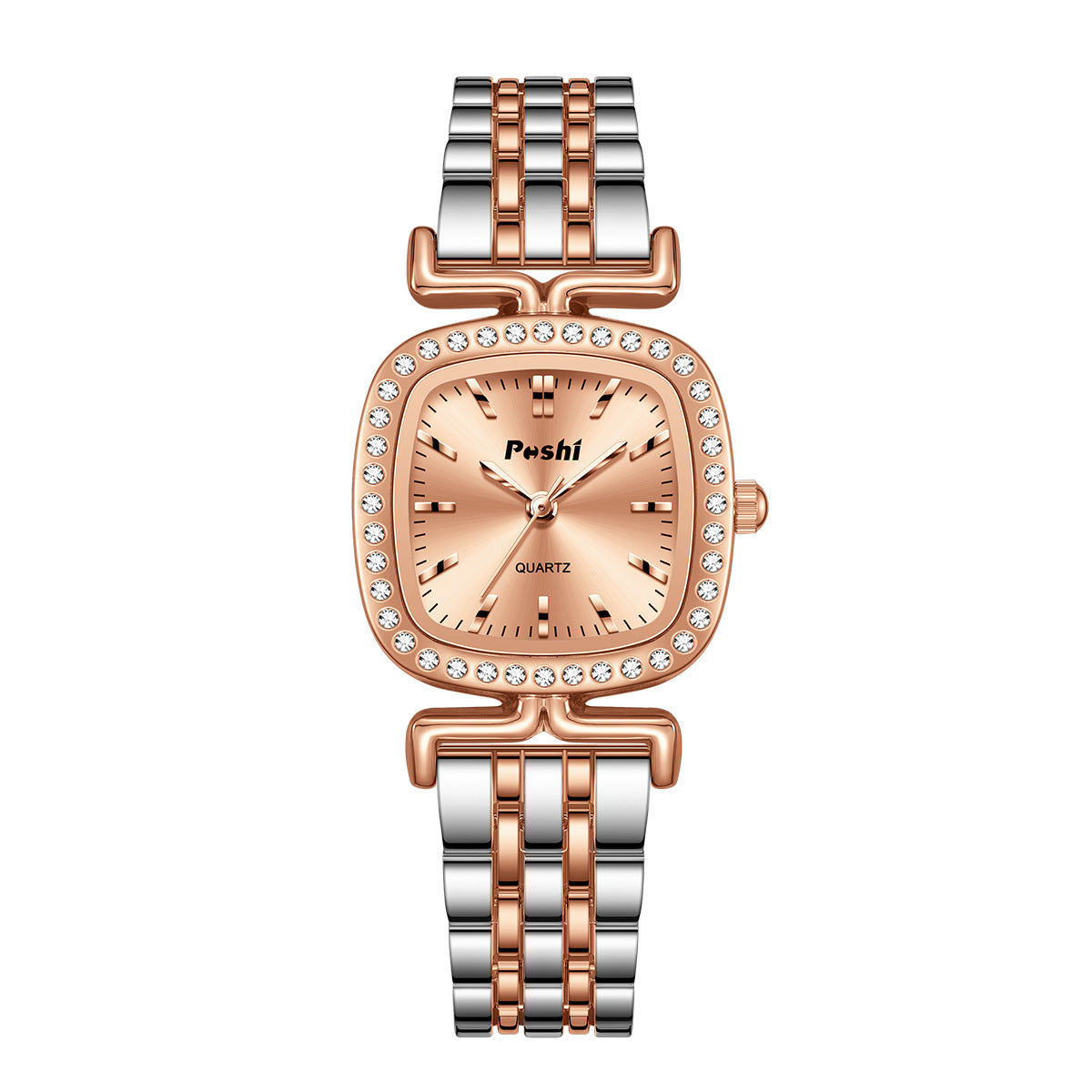 Cadran incrusté de diamant Bracelet en acier en forme d'ovule Montres Femmes Quartz