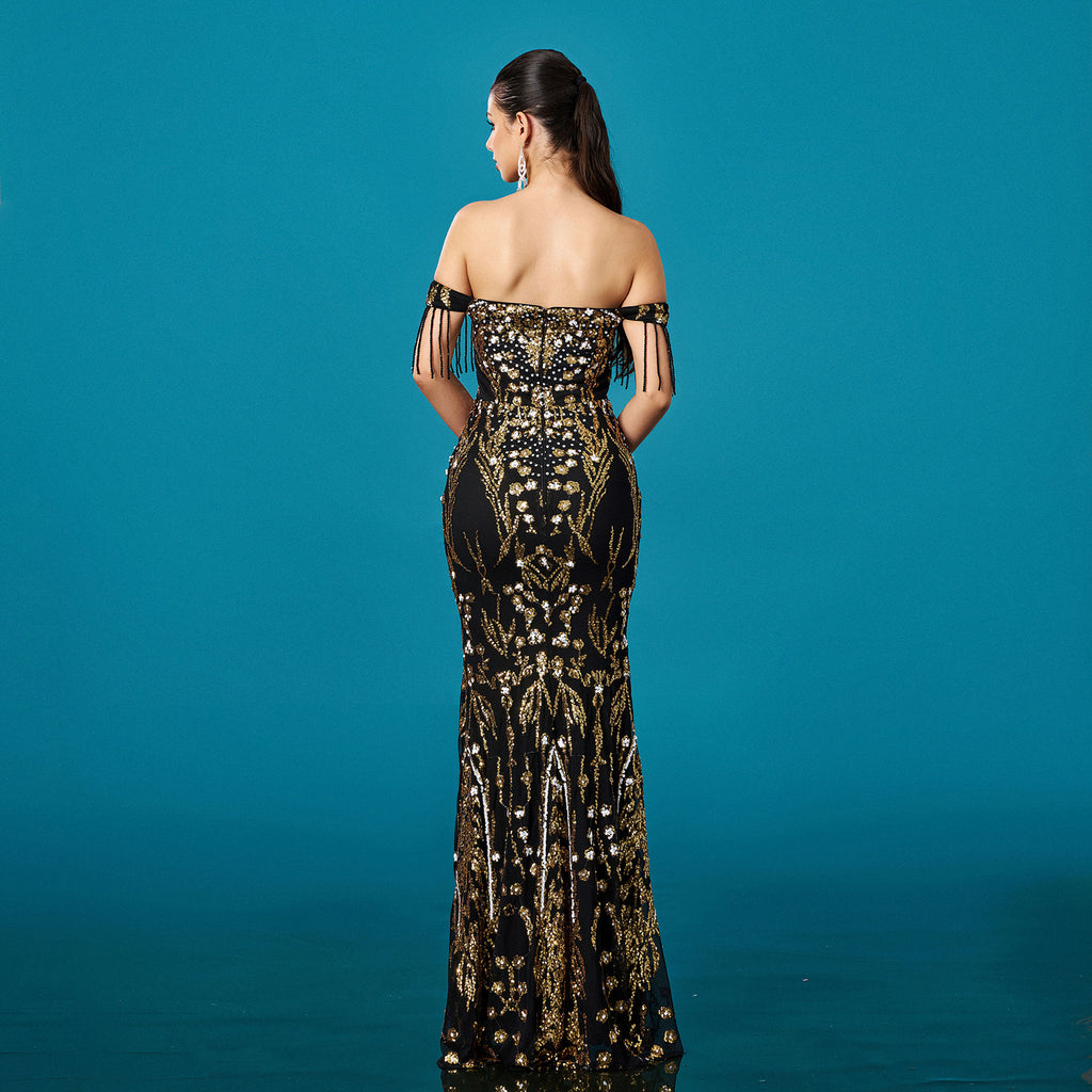 Robe de soirée en queue de poisson cousue pour banquet
