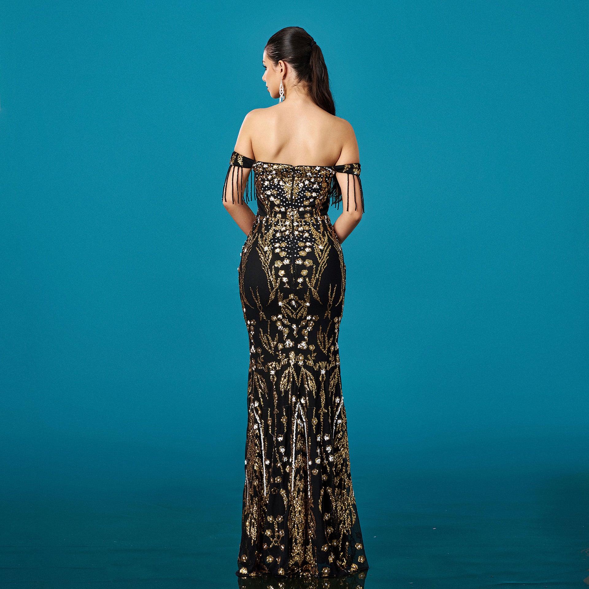 Robe de soirée en queue de poisson cousue pour banquet