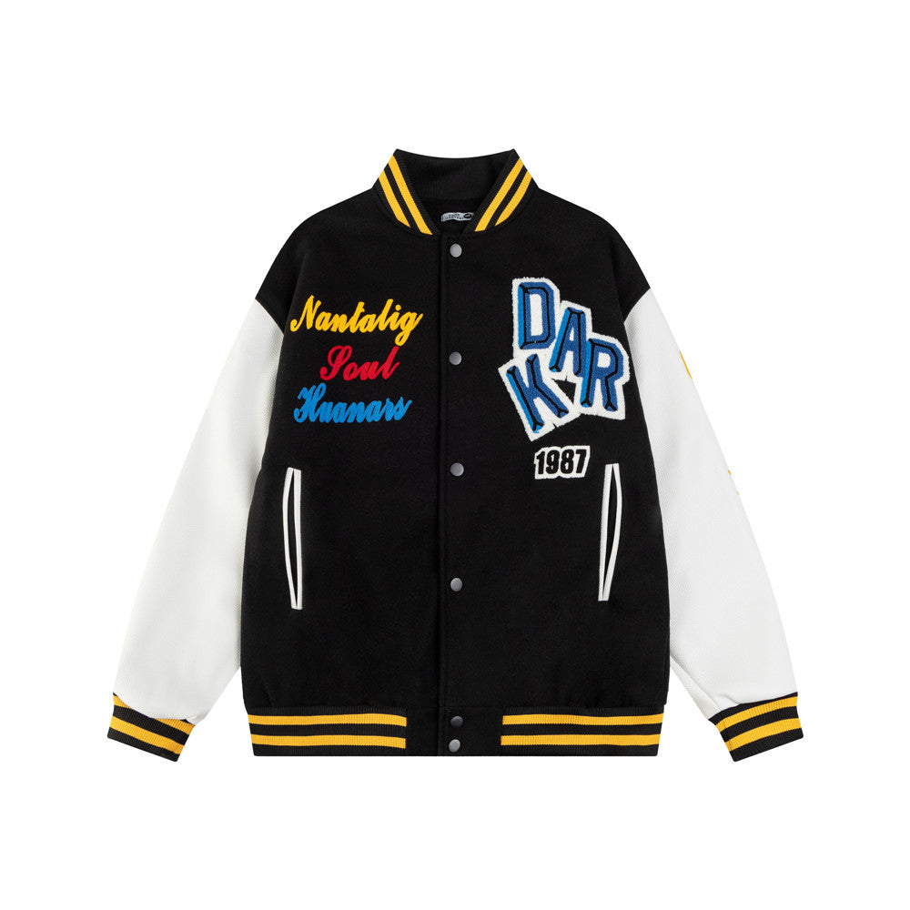 Veste de baseball brodée vintage style américain pour hommes