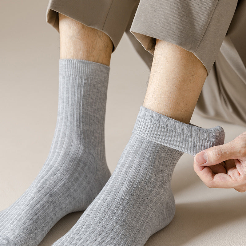 Chaussettes longues en coton de couleur solide pour l'automne Et l'hiver