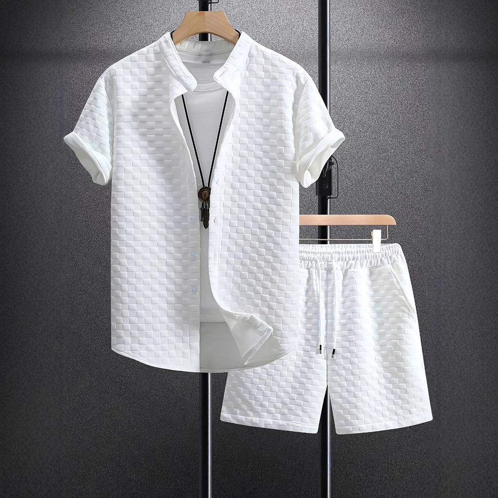 Chemise à manches courtes Jacquard pour hommes