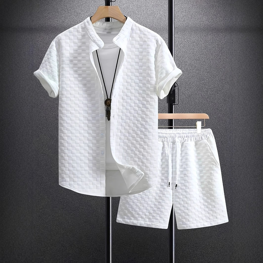 Chemise à manches courtes Jacquard pour hommes
