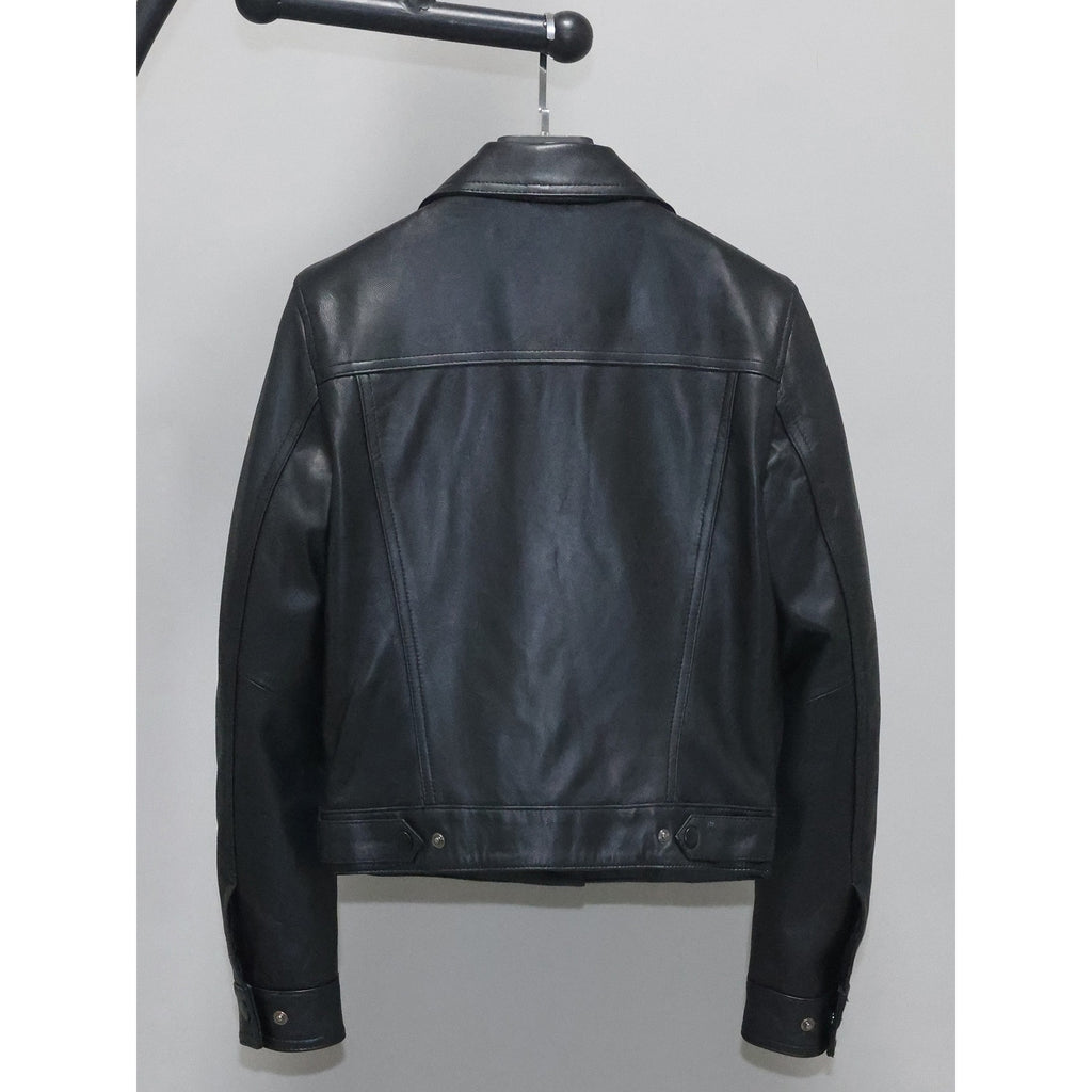 Veste en cuir pour femmes en cuir mince et court